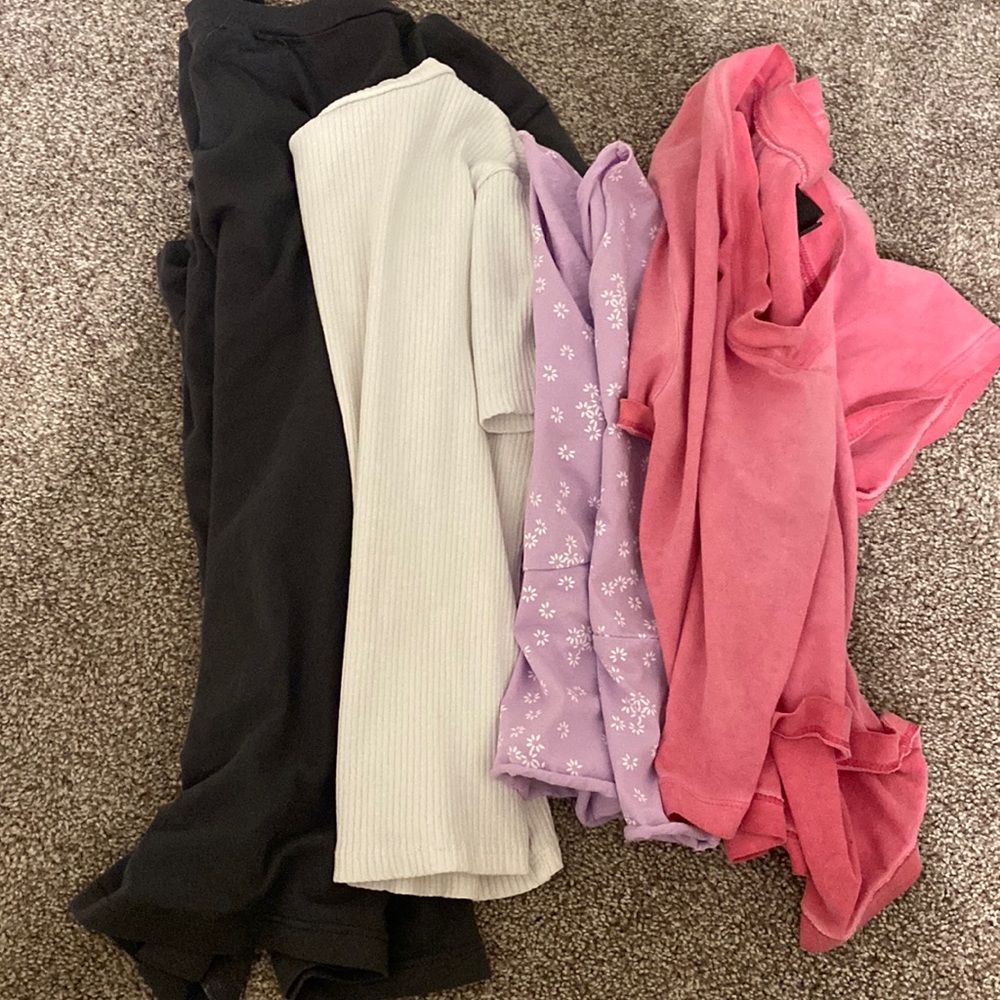 4 tees, (H&M, 2 target, shein)